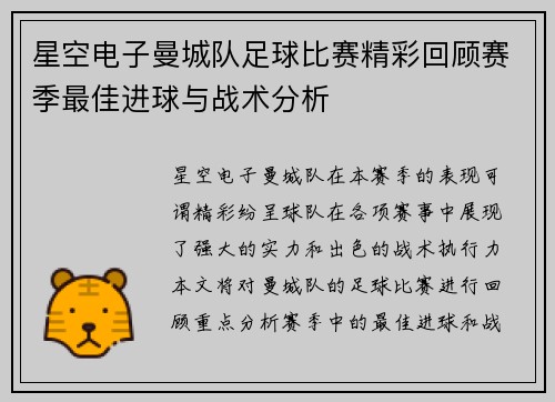 星空电子曼城队足球比赛精彩回顾赛季最佳进球与战术分析
